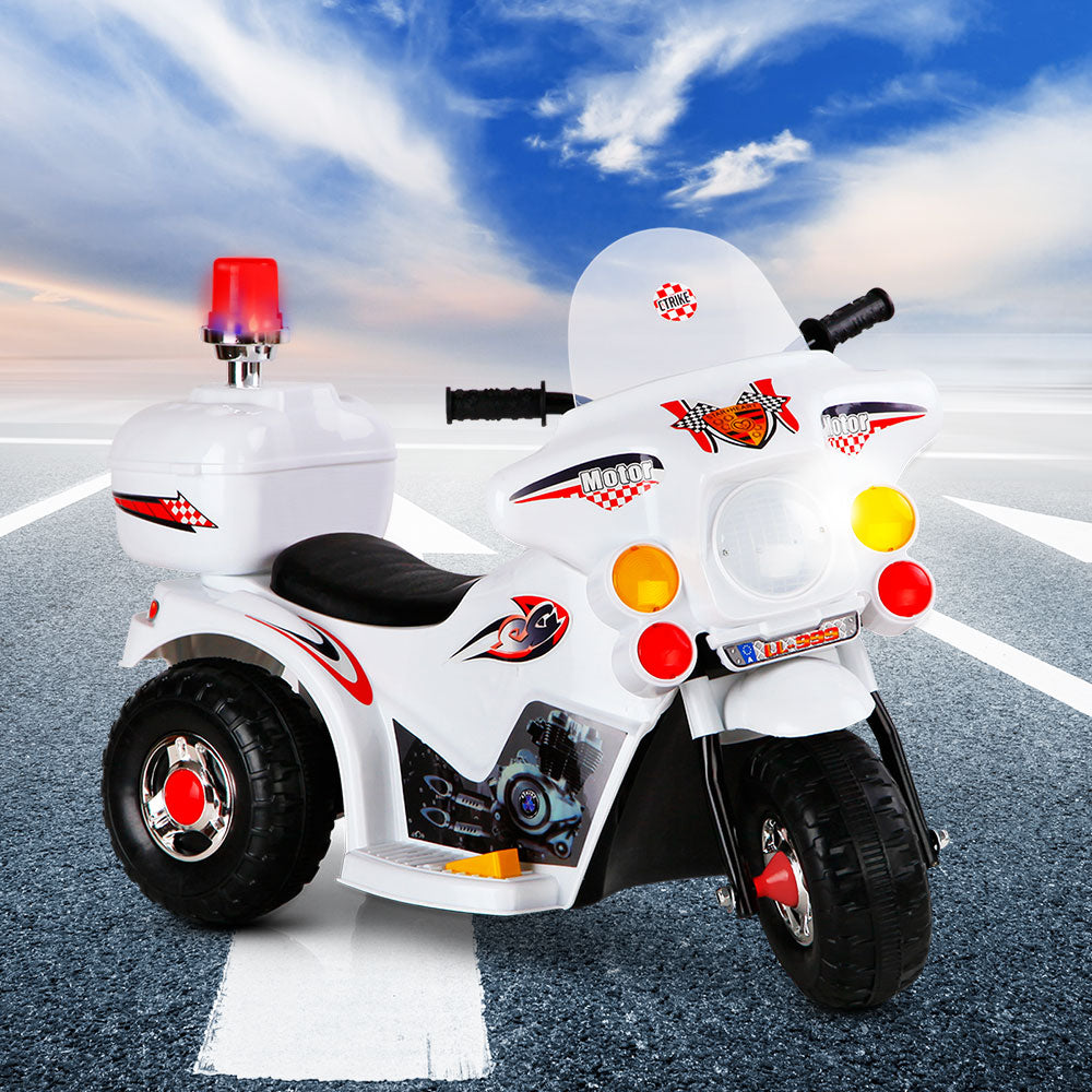 Rigo Kids 6V Electric Police Motorcycle Ride-On White