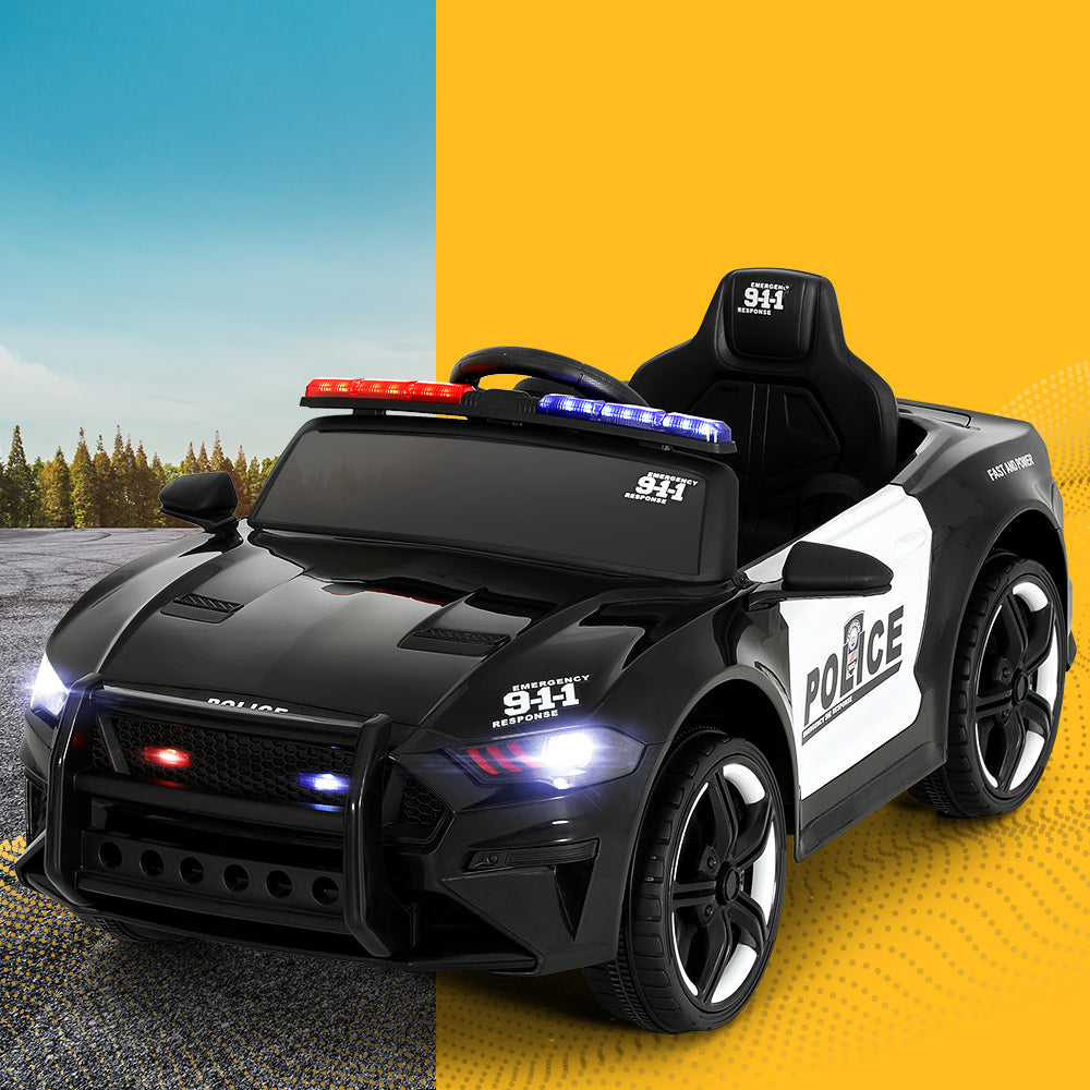 Rigo 12V Kids Ride-On Police Car Electric Black