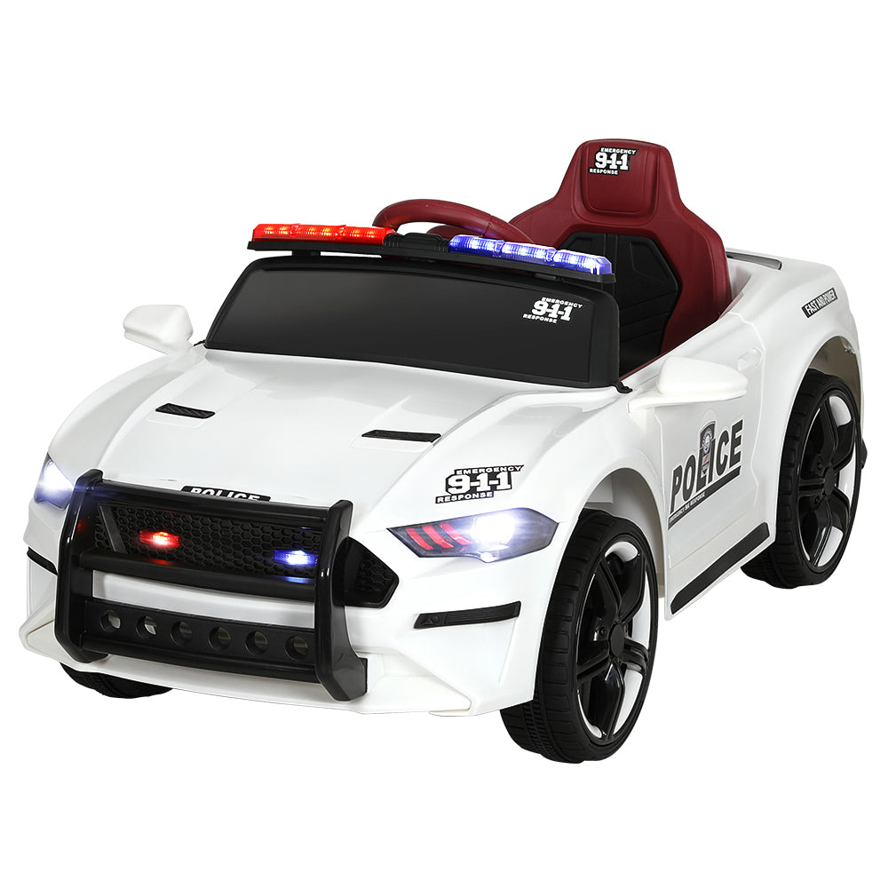 Rigo 12V Kids Ride-On Police Car Electric White