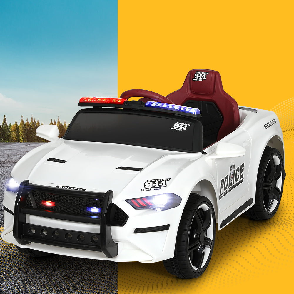 Rigo 12V Kids Ride-On Police Car Electric White