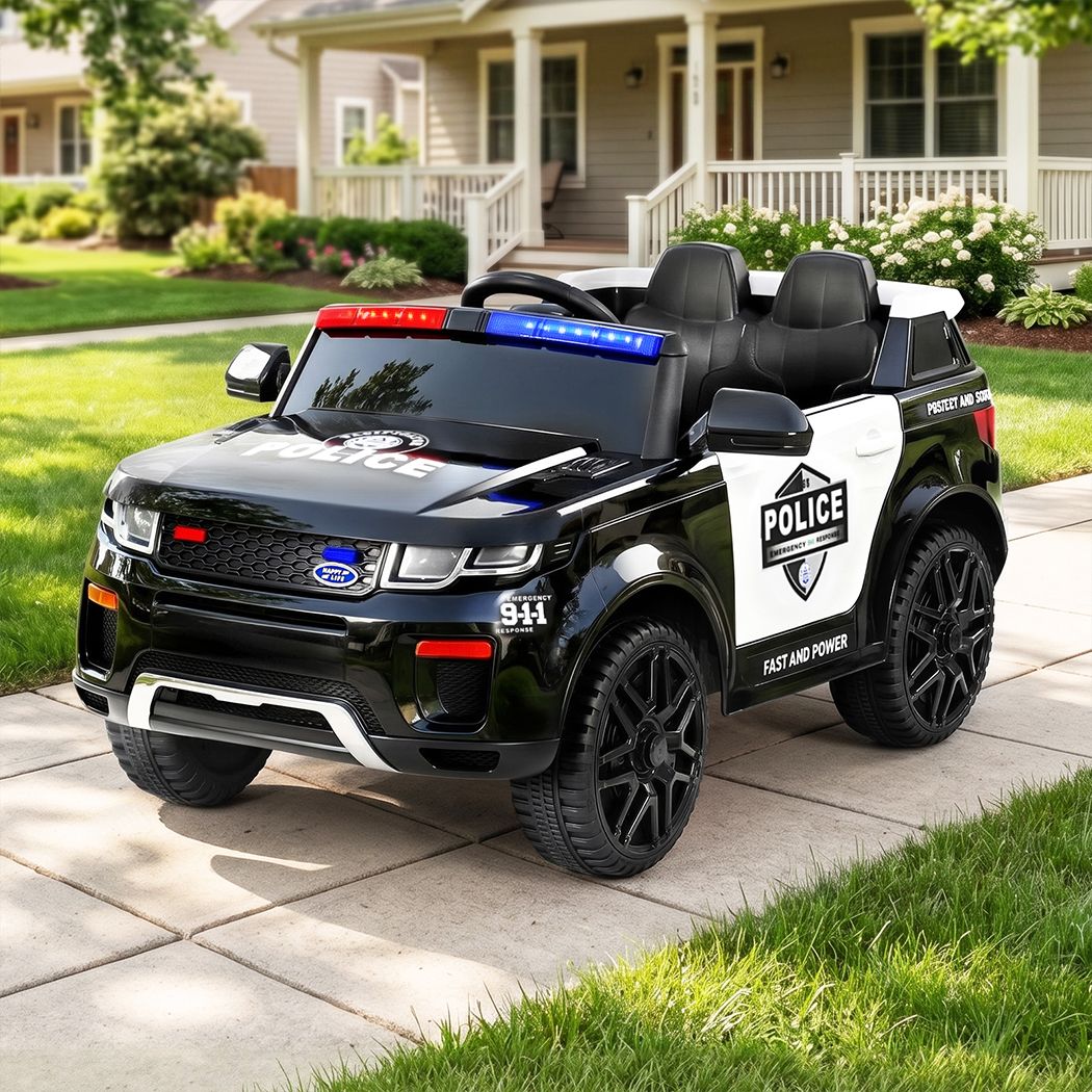 Rigo Kids Electric Ride On Police Car with Remote, Black