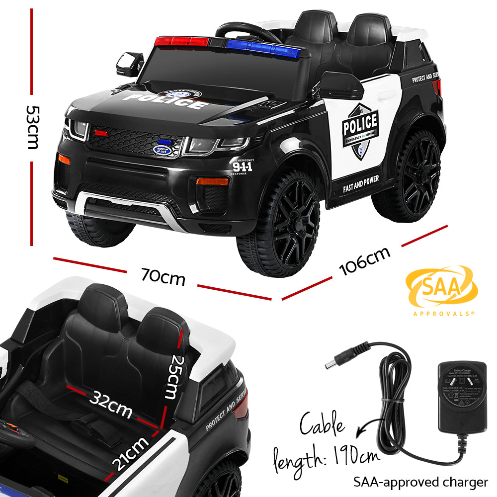 Rigo Kids Police Ride On Car Electric Black White