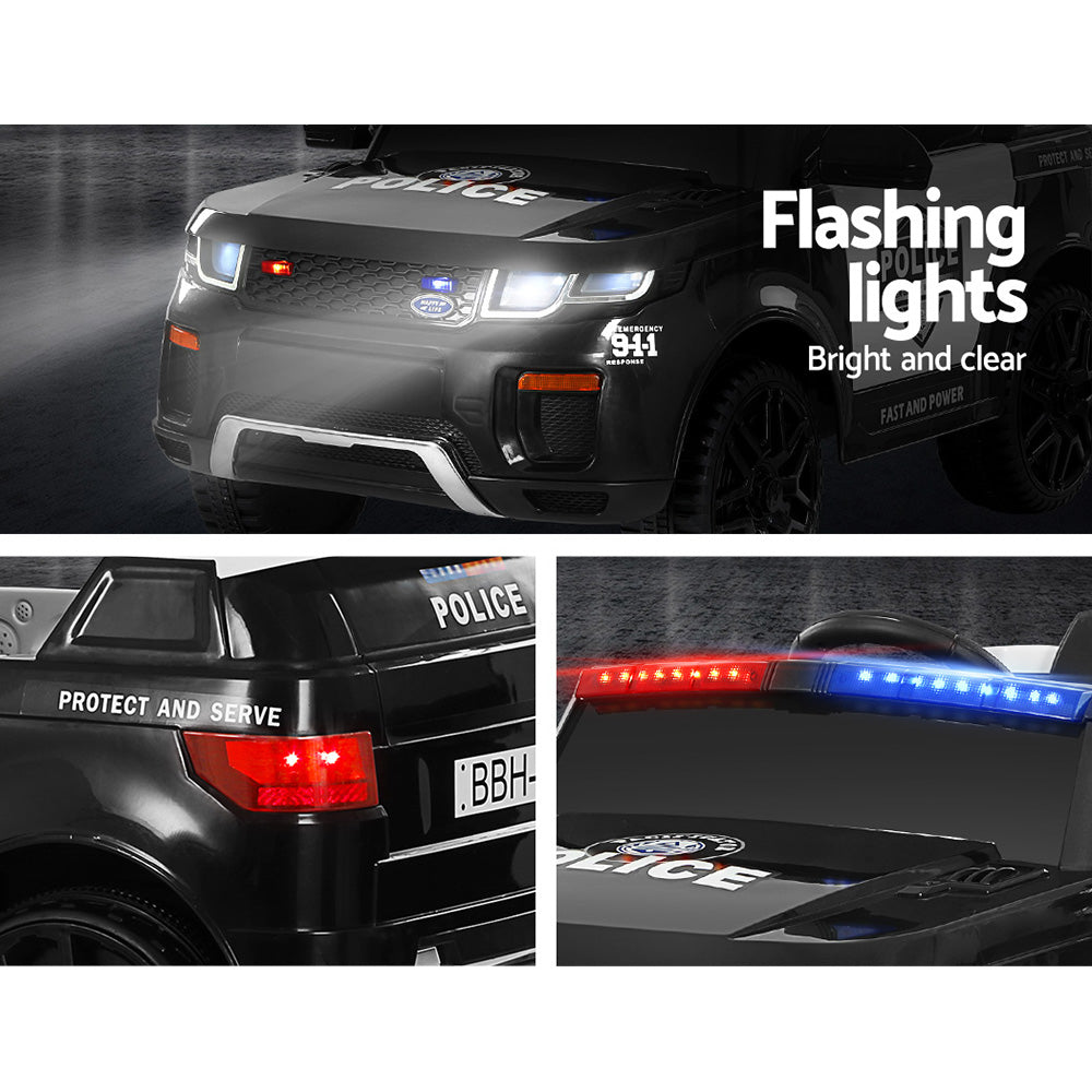 Rigo Kids Police Ride On Car Electric Black White