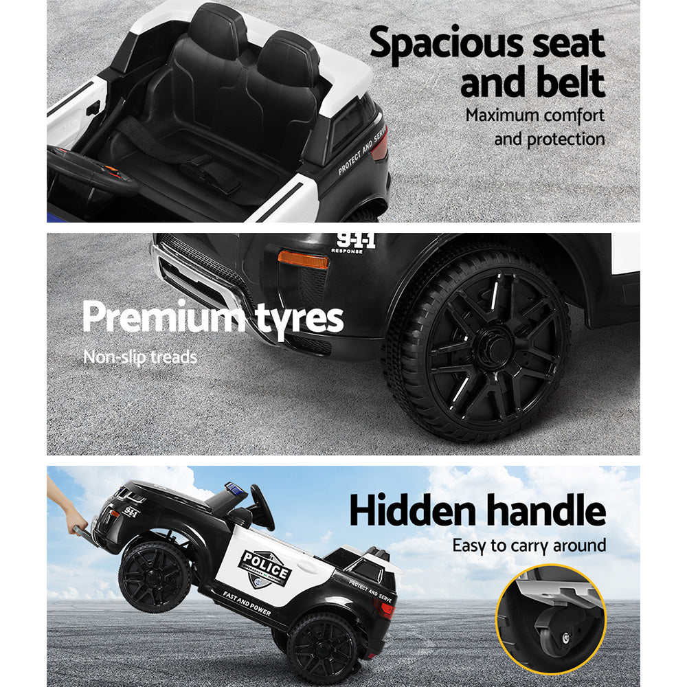 Rigo Kids Police Ride On Car Electric Black White