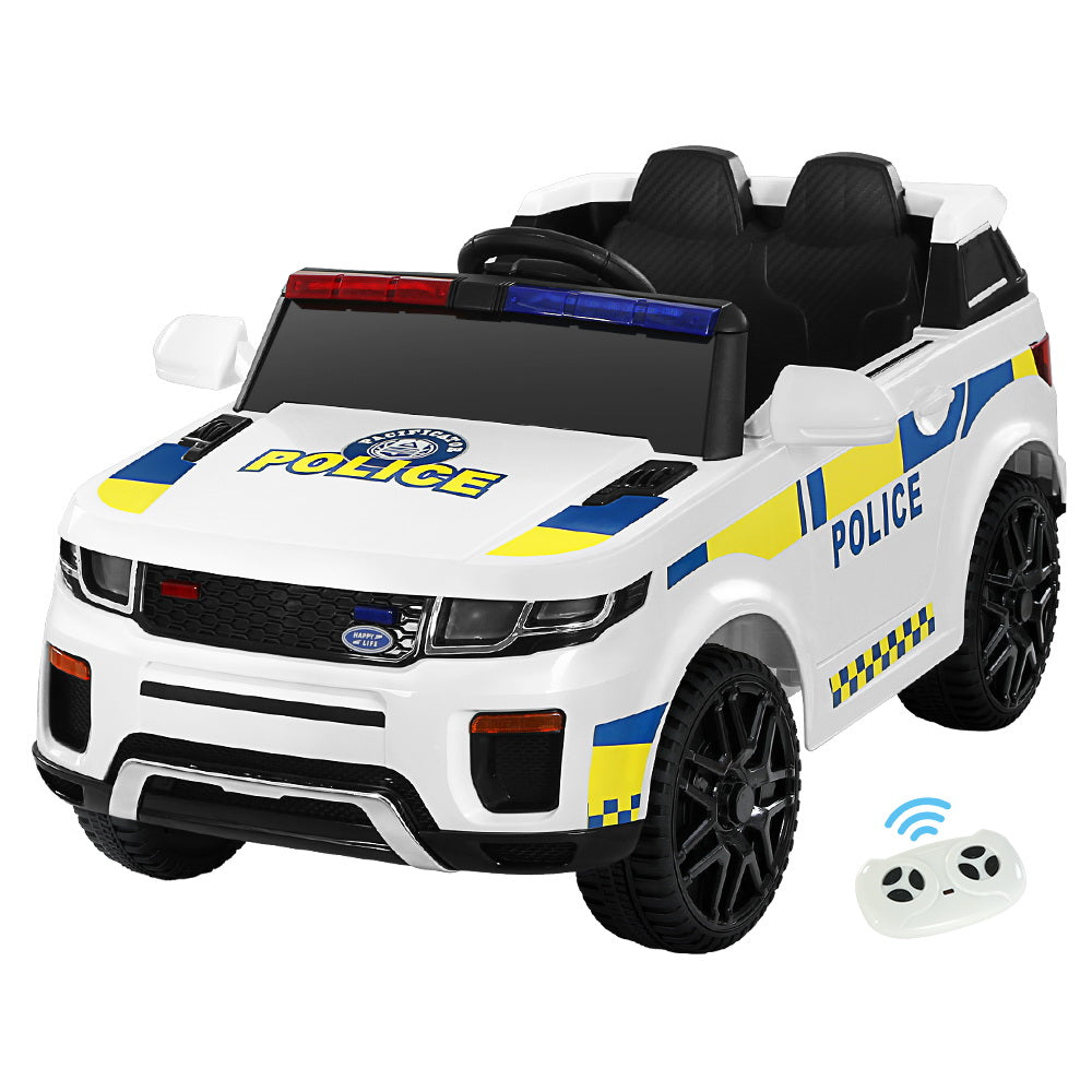 Rigo Kids Electric Ride-On Police Car Remote Control White