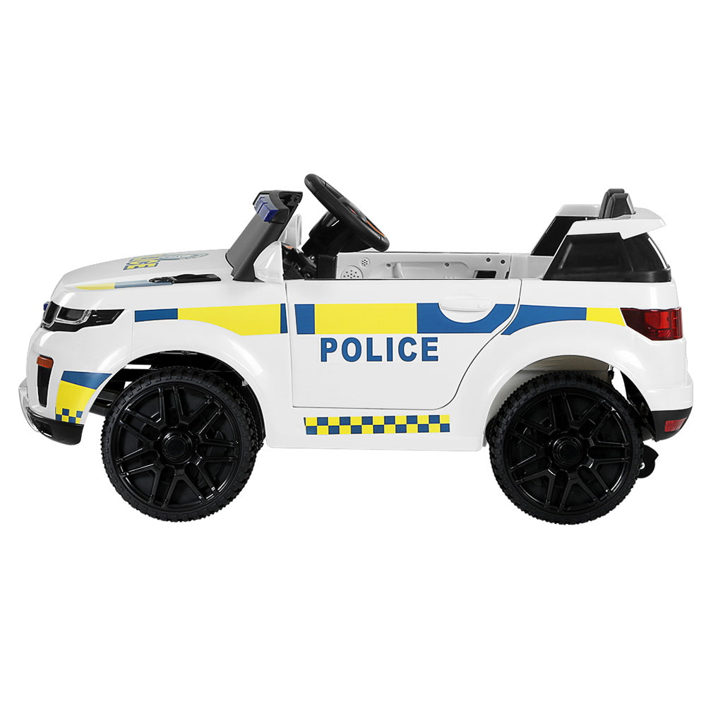 Rigo Kids Electric Ride-On Police Car Remote Control White