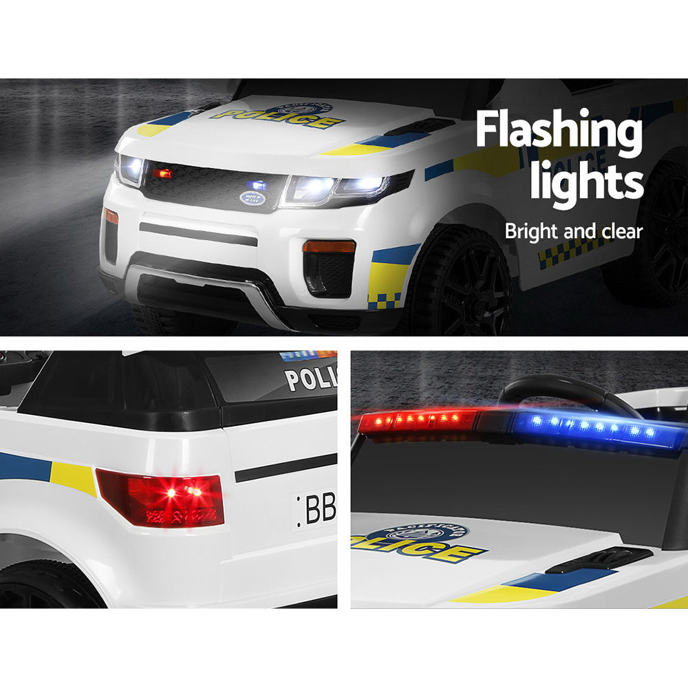 Rigo Kids Electric Ride-On Police Car Remote Control White