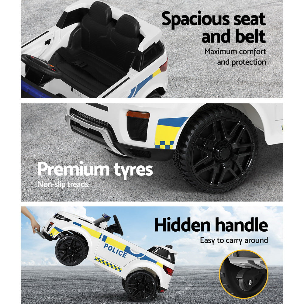 Rigo Kids Electric Ride-On Police Car Remote Control White