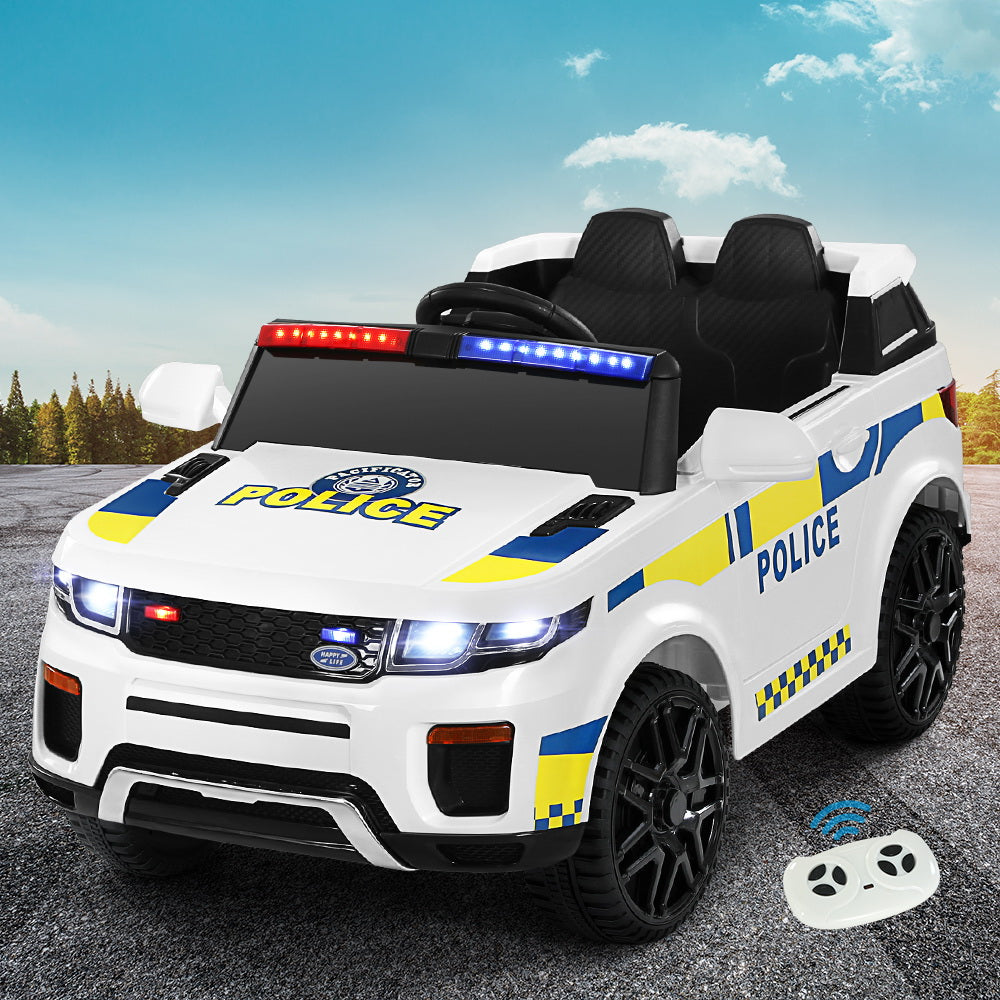 Rigo Kids Electric Ride-On Police Car Remote Control White