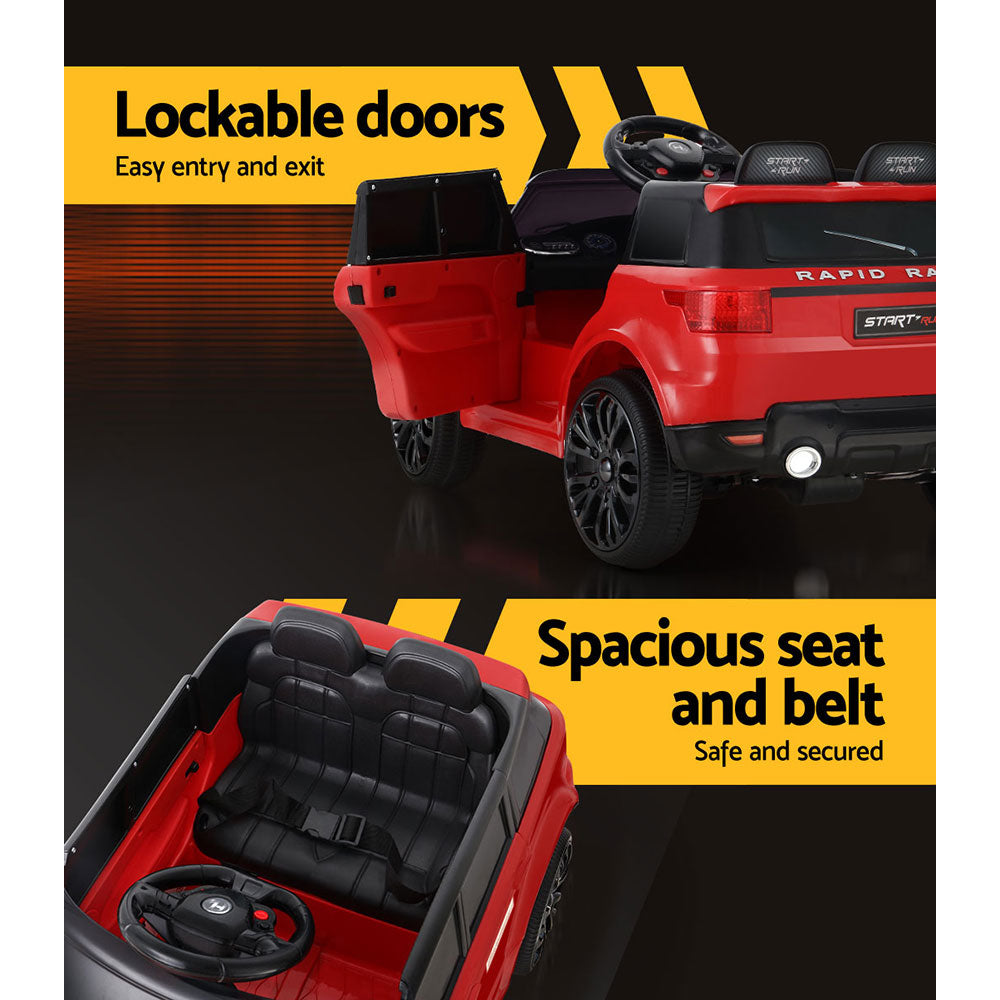 Rigo Kids Electric Ride On Car 12V Red SUV Range Rover-Inspired Remote