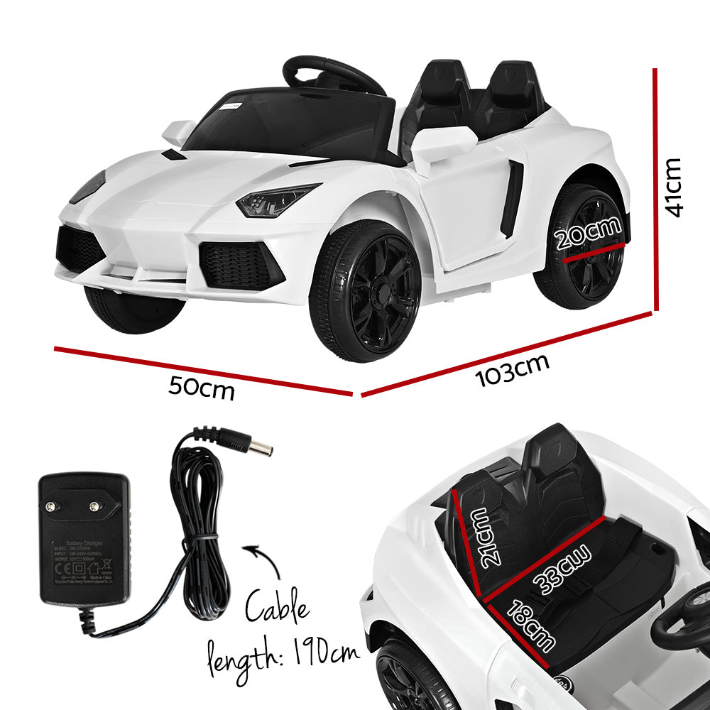 Rigo Kids 12V Electric Ride-On Car Ferrari-Inspired White