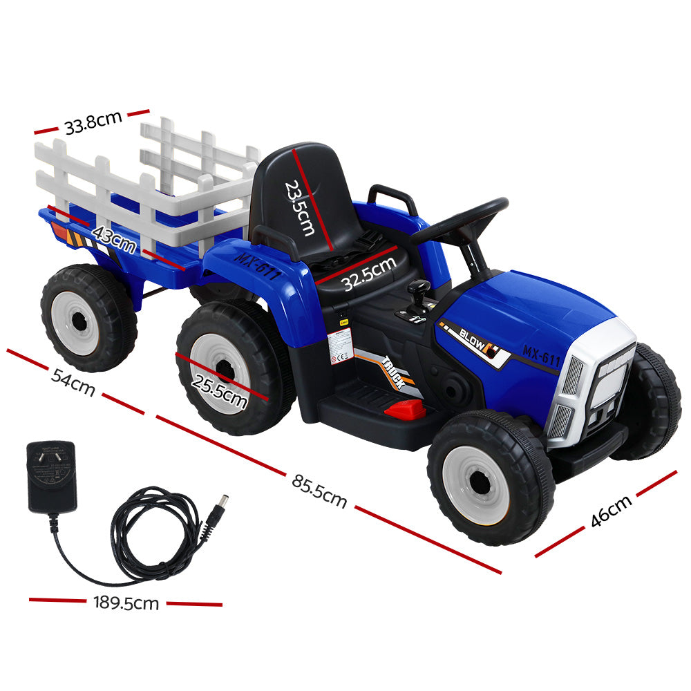 Rigo Kids 12V Electric Ride-On Tractor Blue