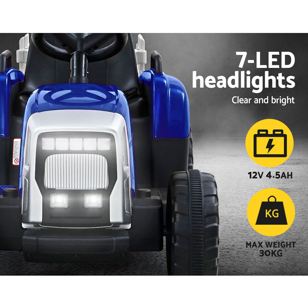 Rigo Kids 12V Electric Ride-On Tractor Blue