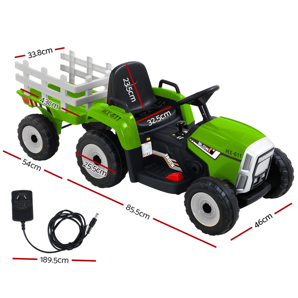 Rigo 12V Electric Ride-On Tractor Toy Kids Green