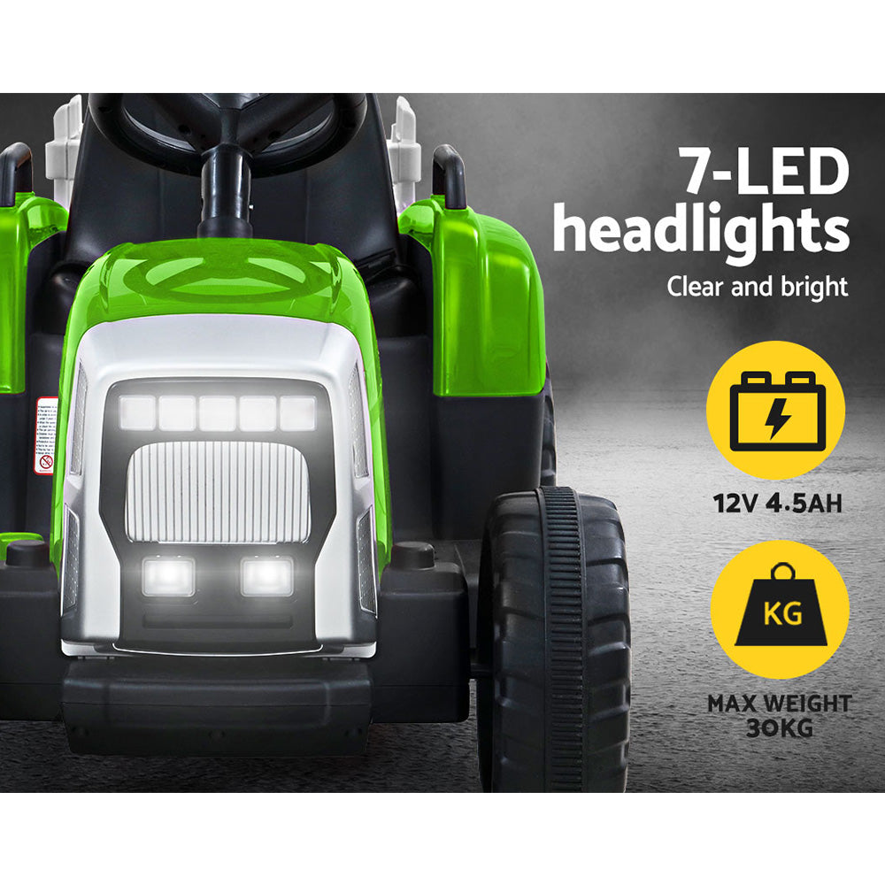 Rigo 12V Electric Ride-On Tractor Toy Kids Green