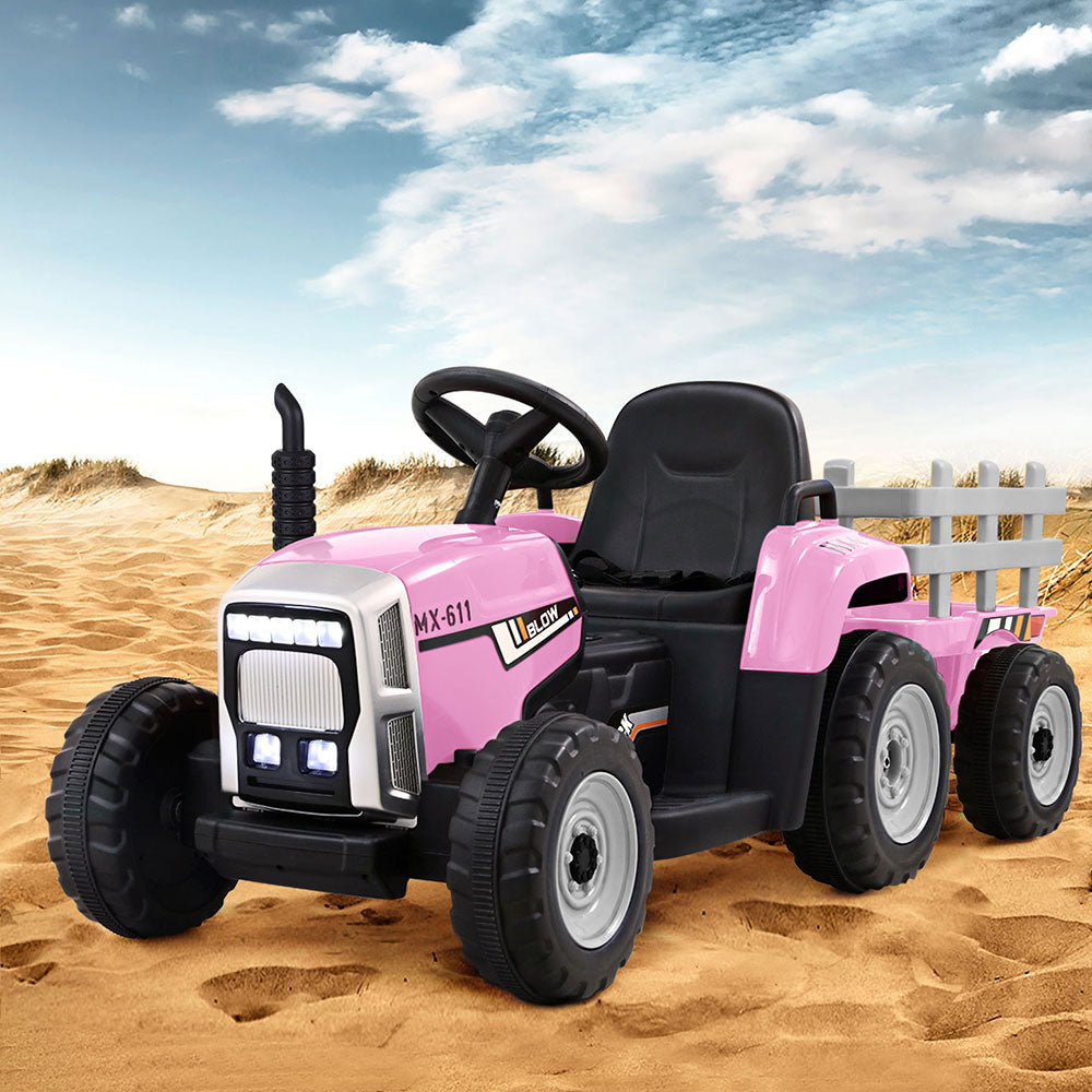 Rigo Kids 12V Electric Ride On Tractor Toy Car Pink