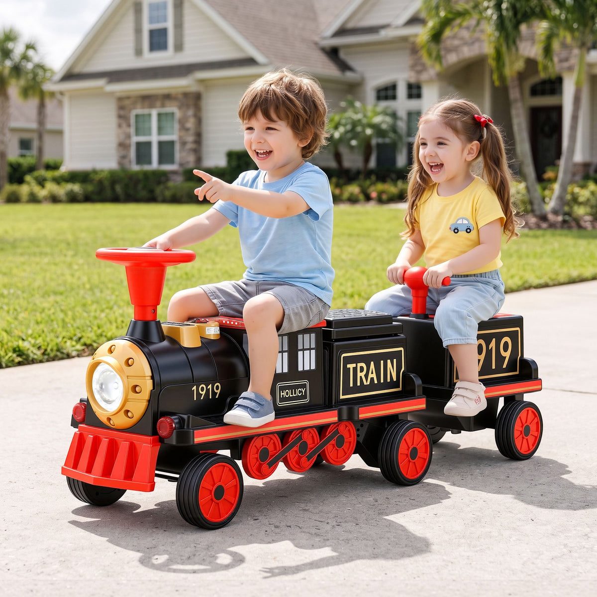 Rigo Kids 12V Ride On Train 2 Seater Electric Toy 136cm