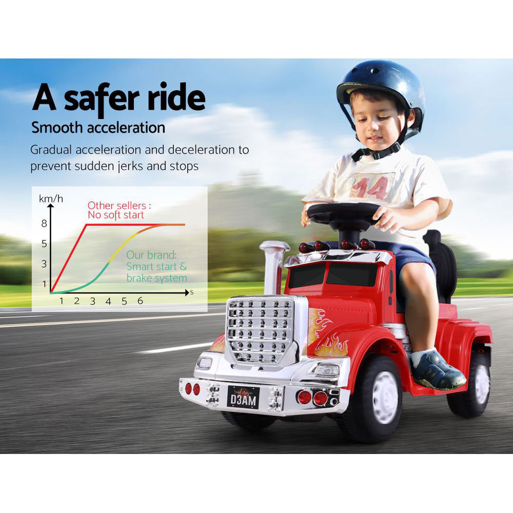 Rigo Kids 6V Electric Ride-On Truck Red