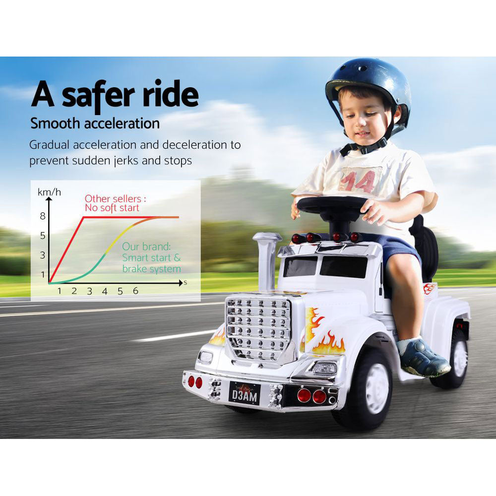 Rigo Kids Electric Ride-On Truck 6V White