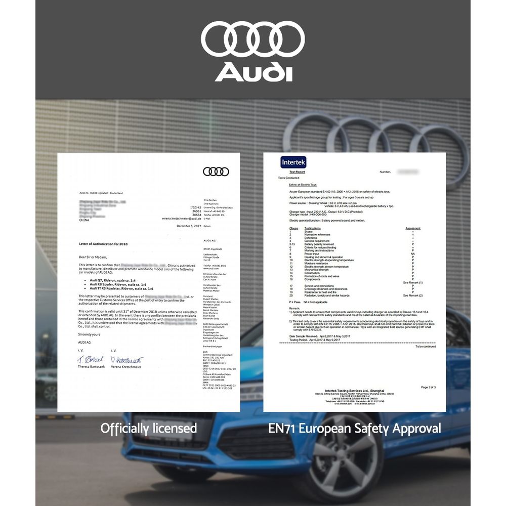 Audi TTRS Kids Electric Ride On Car 12V Remote Black