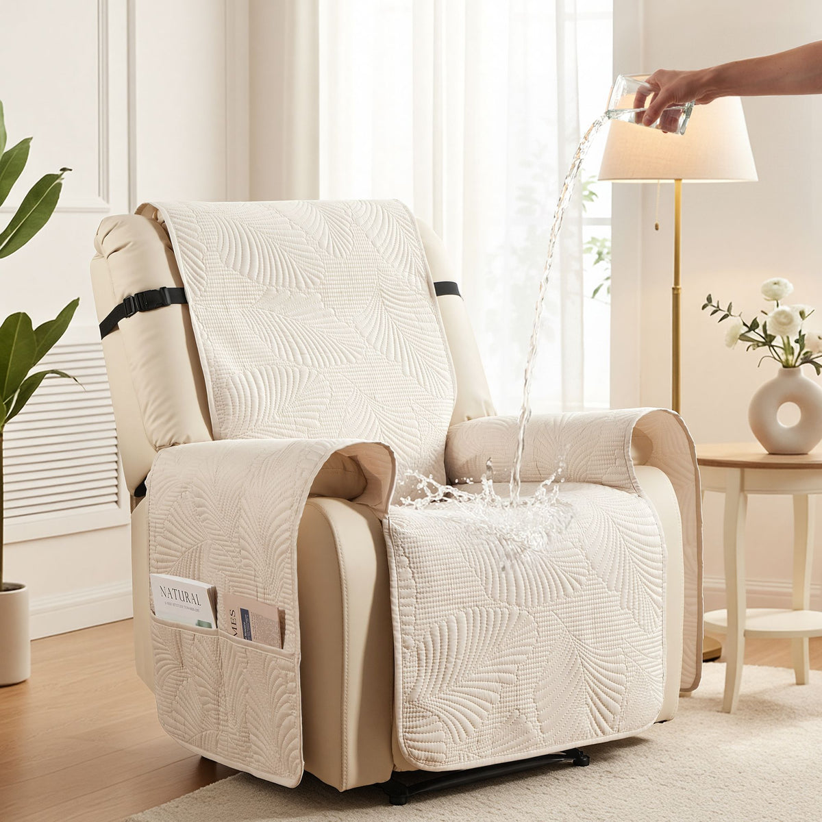 Artiss Recliner Chair Cover Quilted Water Repellent Slipcover