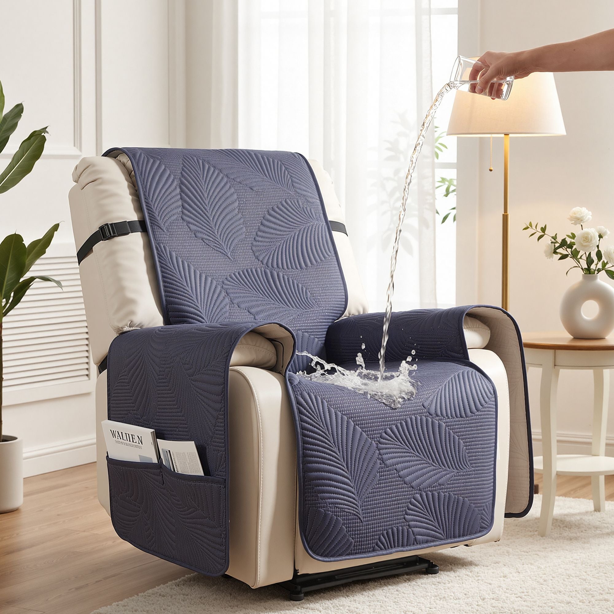 Artiss Quilted Recliner Chair Cover Water Repellent Grey