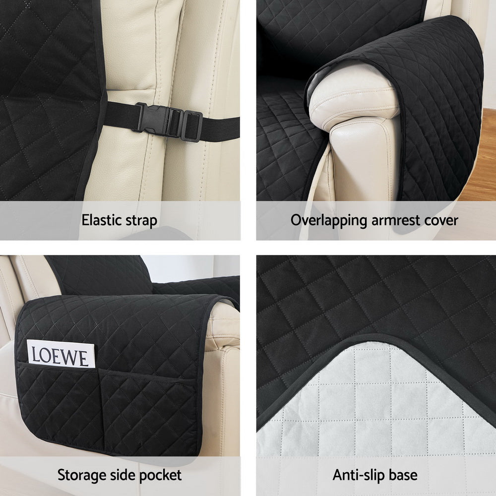 Artiss 1-Seater Recliner Chair Cover Water Resistant Black