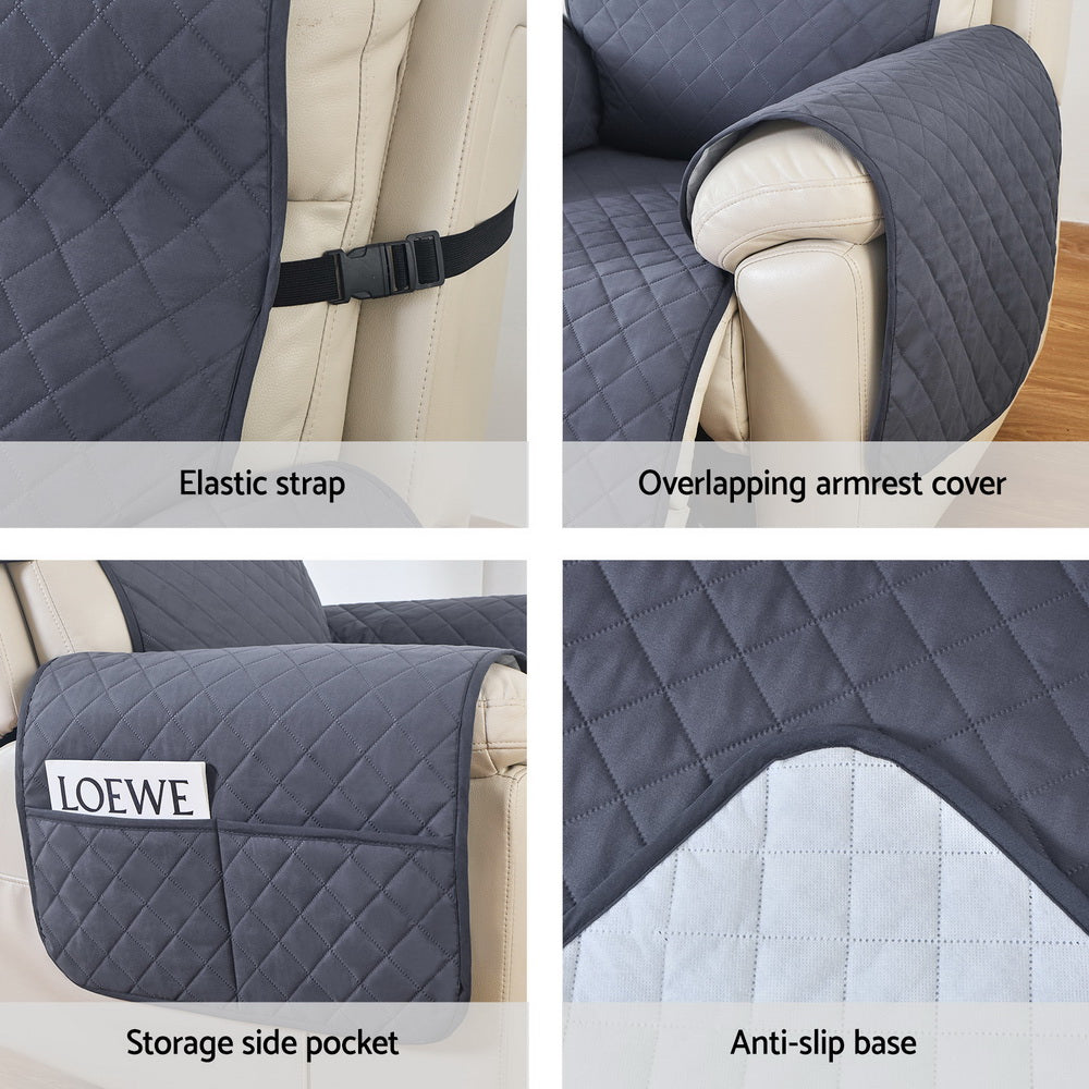 Artiss 1-Seater Recliner Chair Cover Water Resistant Grey