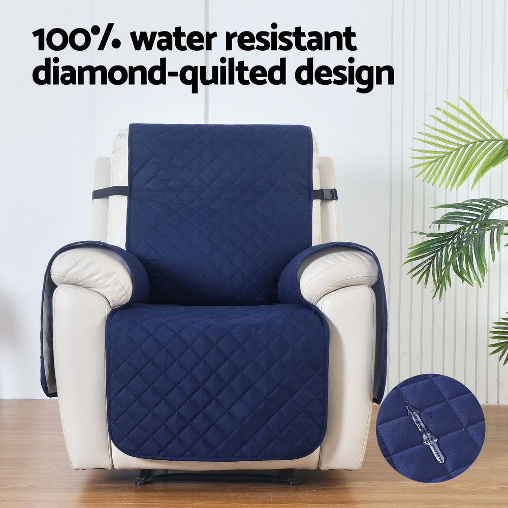 Navy Recliner Chair Cover 1-Seater Water Resistant