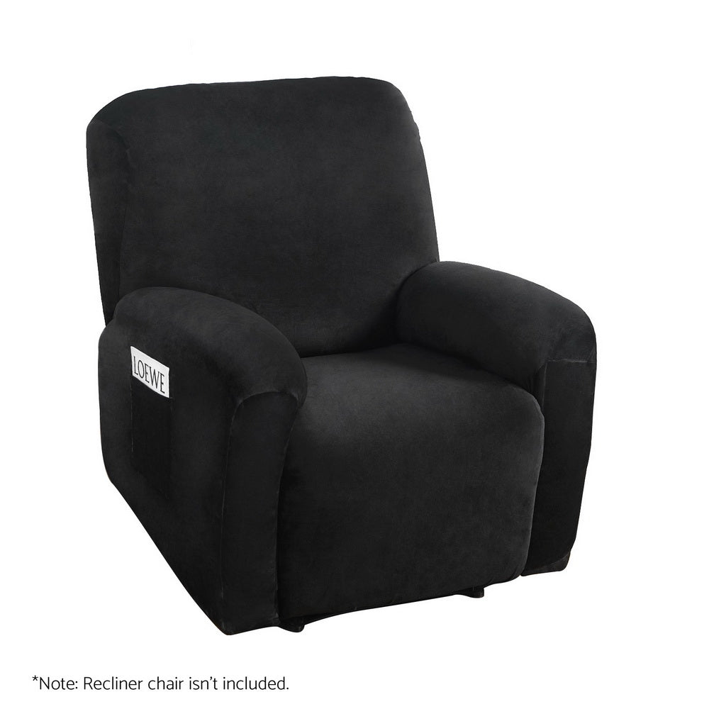 Artiss Velvet Recliner Chair Cover 1-Seater Black