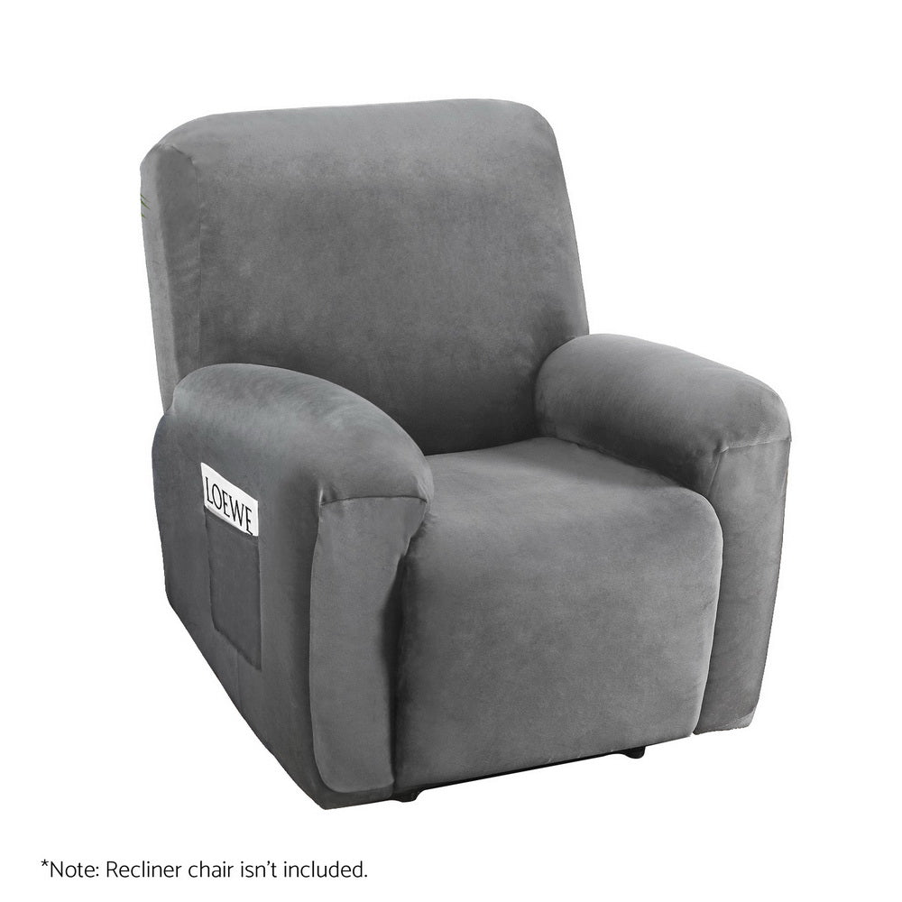 Artiss Recliner Chair Cover 1-Seater Velvet Grey