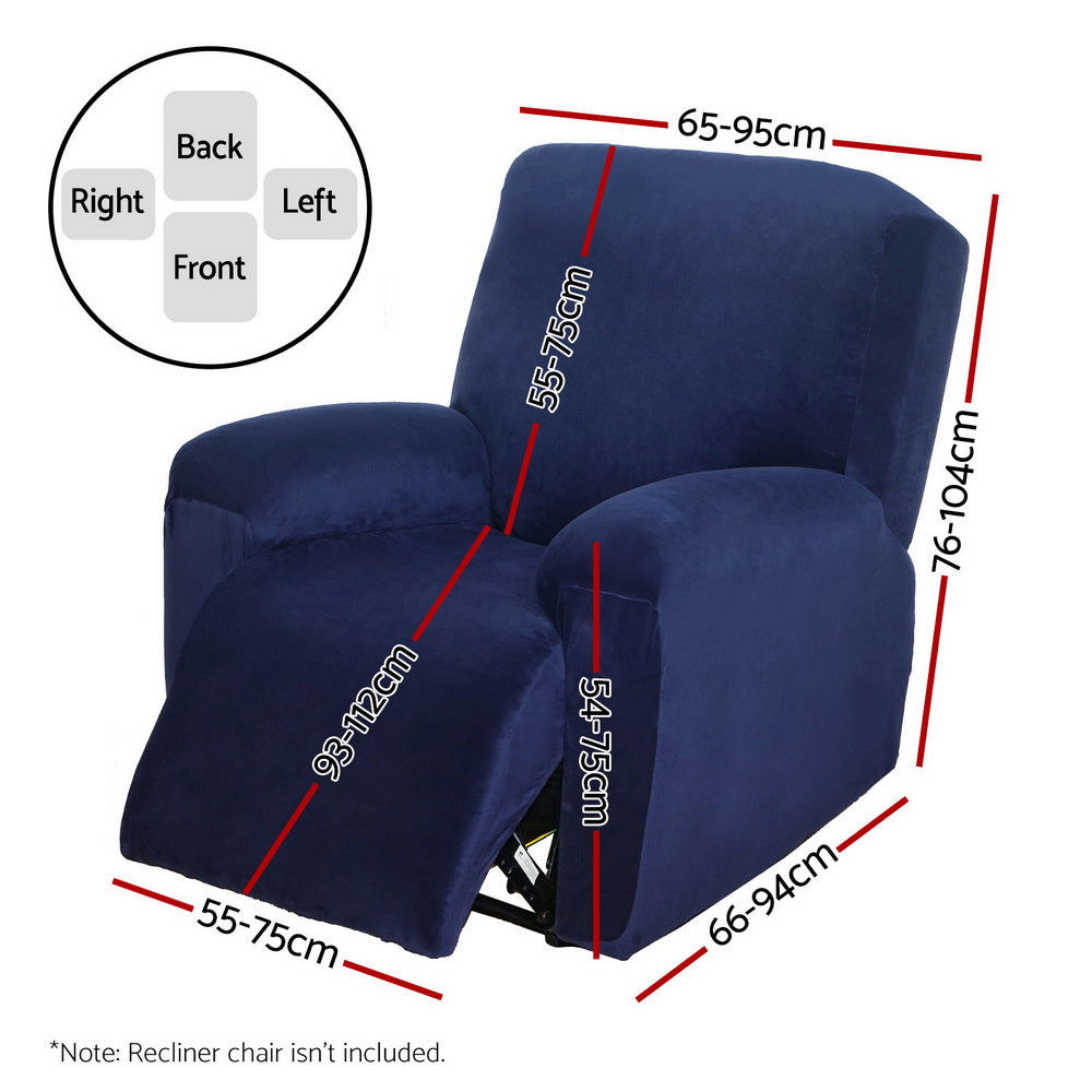 Artiss 1-Seater Recliner Chair Cover Velvet Navy