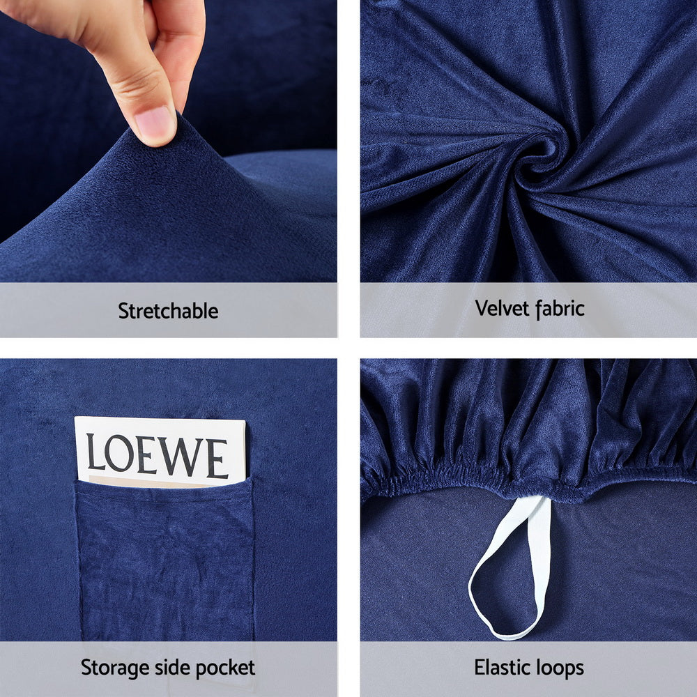 Artiss 1-Seater Recliner Chair Cover Velvet Navy