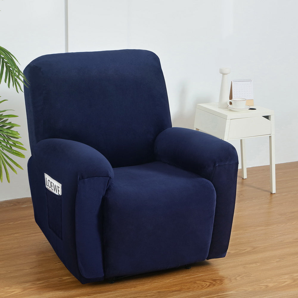Artiss 1-Seater Recliner Chair Cover Velvet Navy