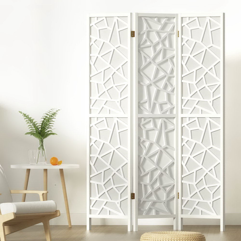 Clover 3-Panel Room Divider Screen 122x170cm White