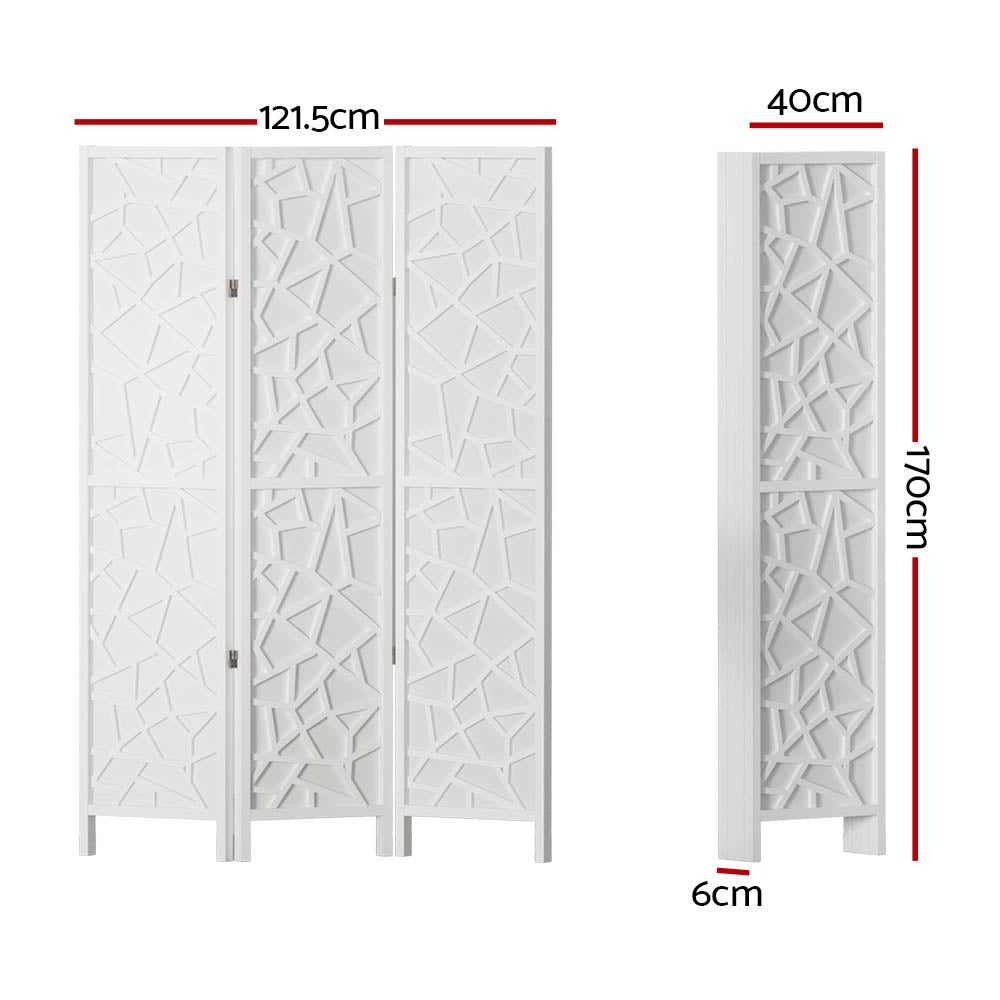 Clover 3-Panel Room Divider Screen 122x170cm White