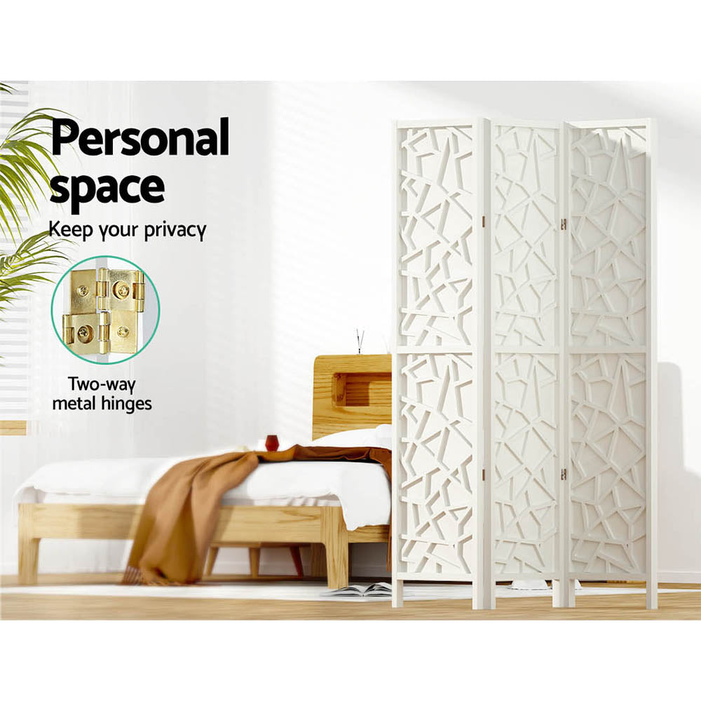 Clover 3-Panel Room Divider Screen 122x170cm White