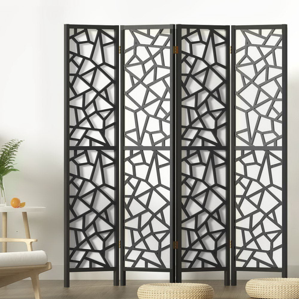 Clover 4-Panel Room Divider Screen Black 162x170cm