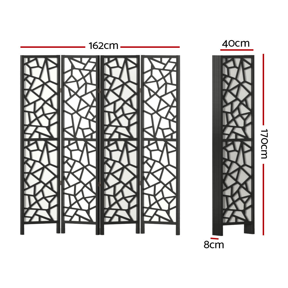 Clover 4-Panel Room Divider Screen Black 162x170cm