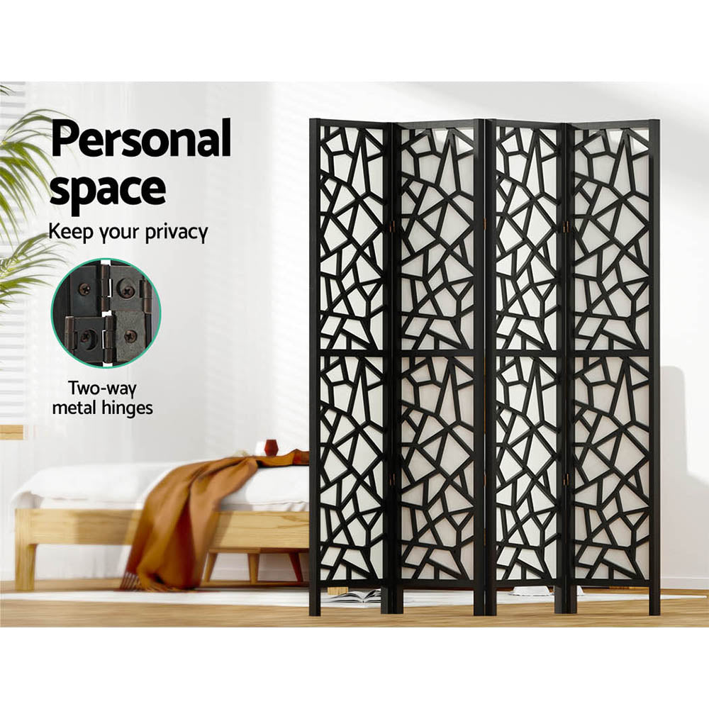 Clover 4-Panel Room Divider Screen Black 162x170cm