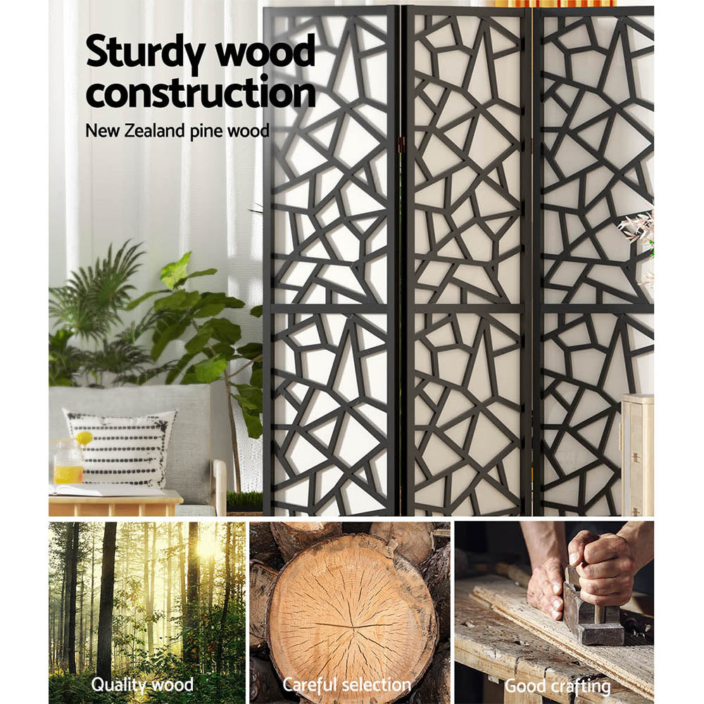 Clover 4-Panel Room Divider Screen Black 162x170cm
