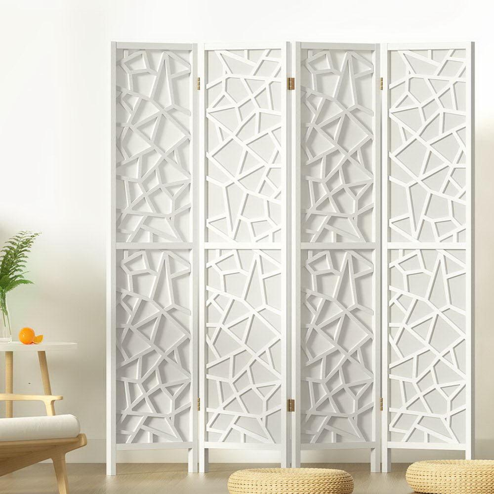 Clover 4-Panel Room Divider Screen White