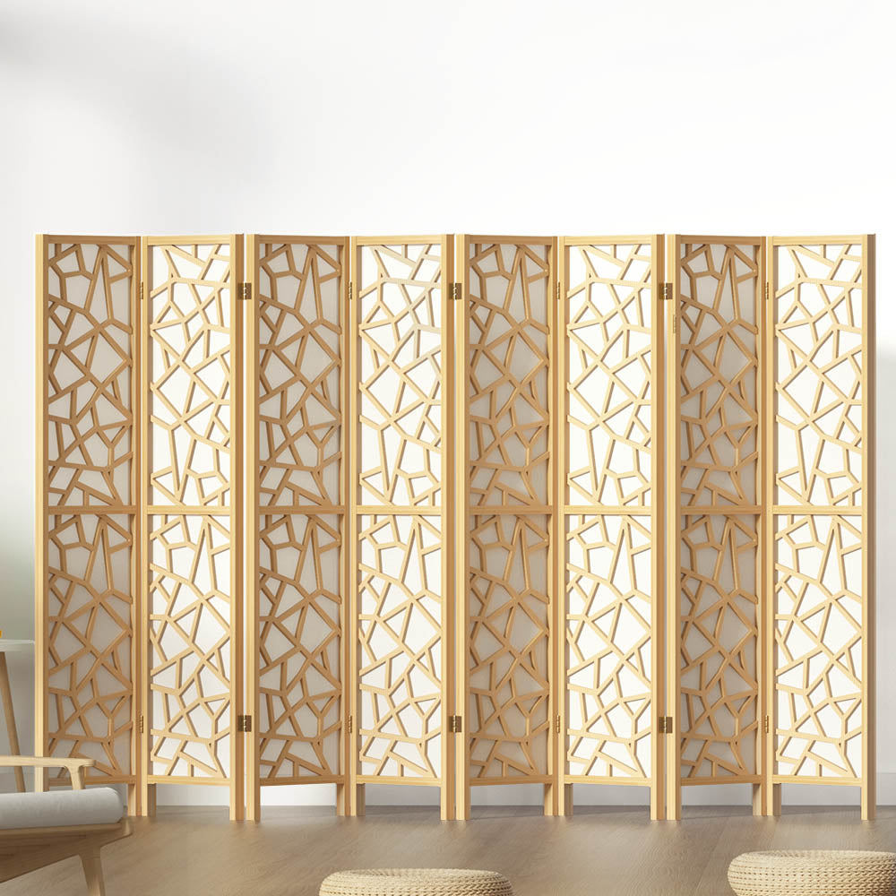 Clover 8-Panel Room Divider Screen Natural