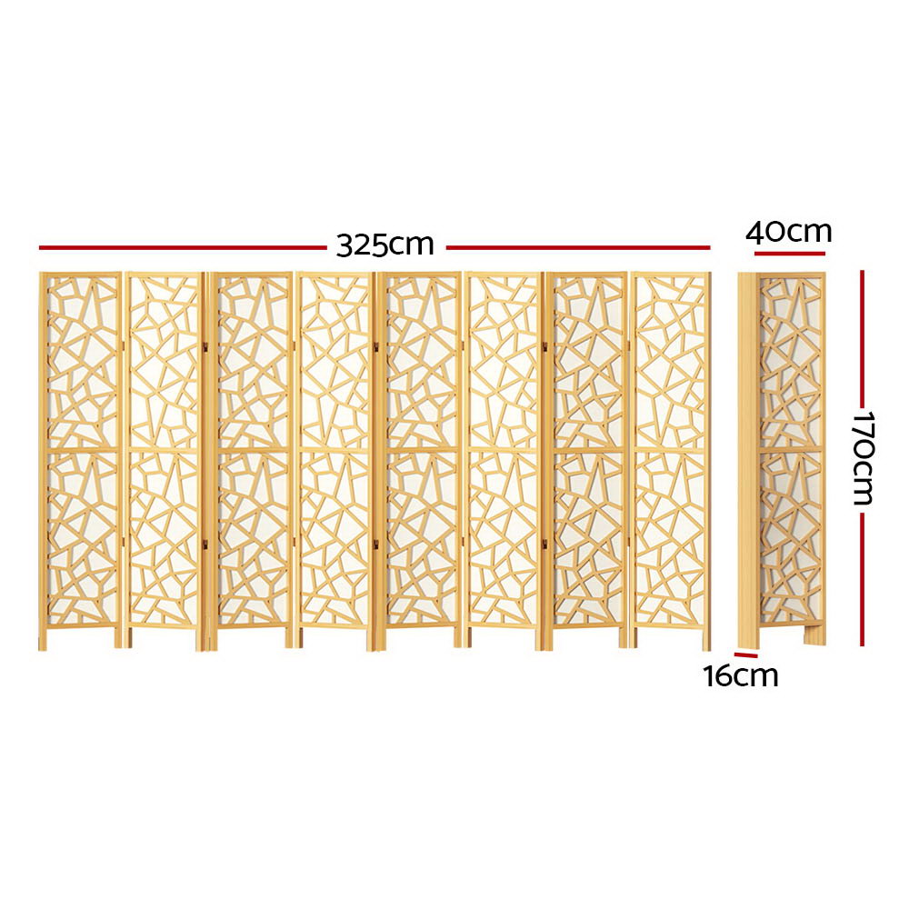 Clover 8-Panel Room Divider Screen Natural