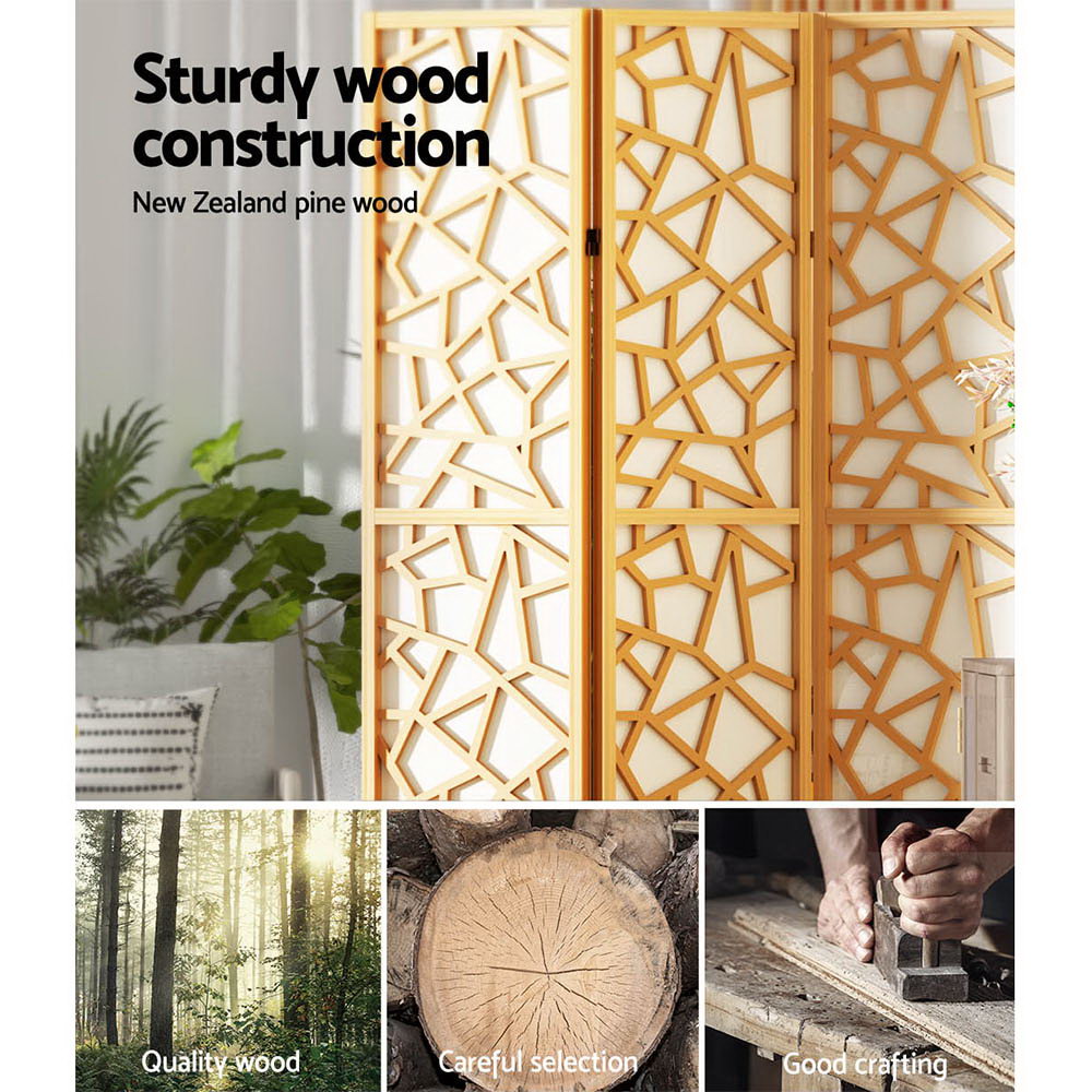 Clover 8-Panel Room Divider Screen Natural