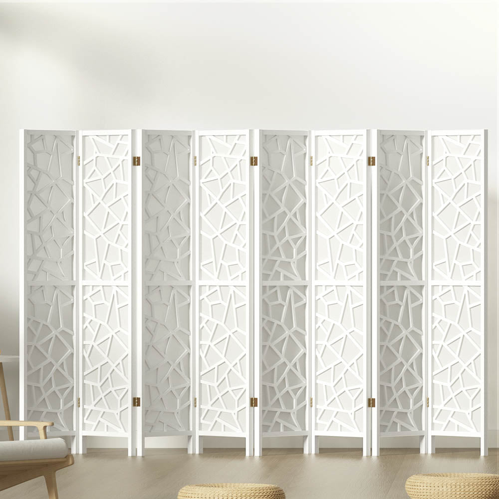 Clover 8-Panel Room Divider Screen White