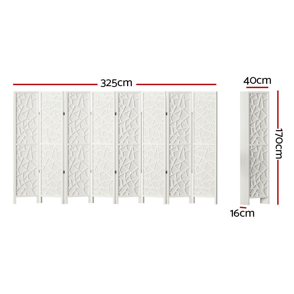 Clover 8-Panel Room Divider Screen White