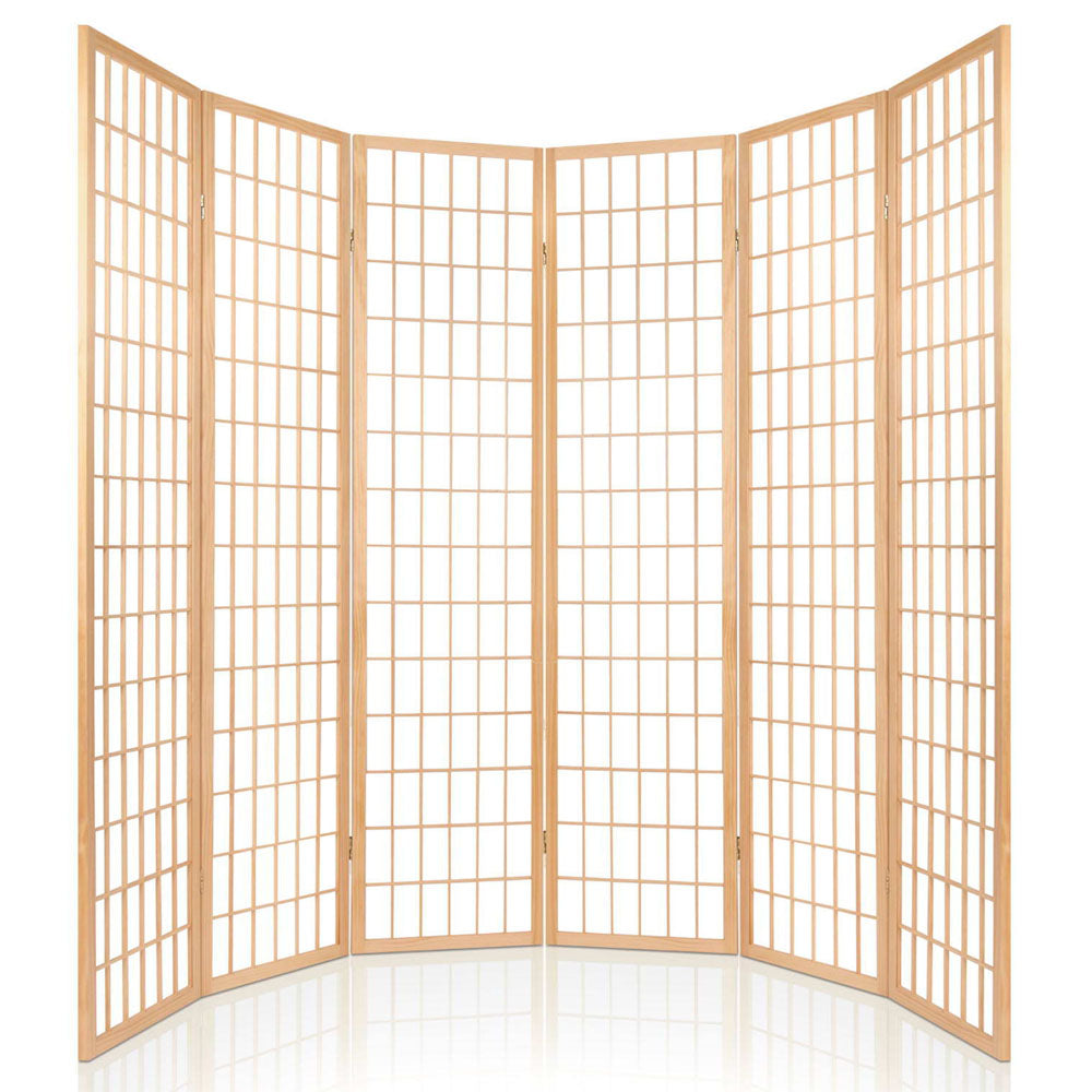 Natural 6-Panel Room Divider Screen 261x179cm