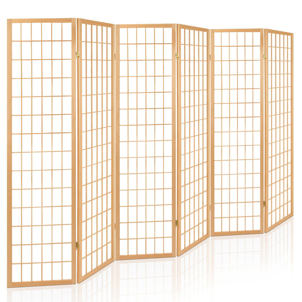 Natural 6-Panel Room Divider Screen 261x179cm