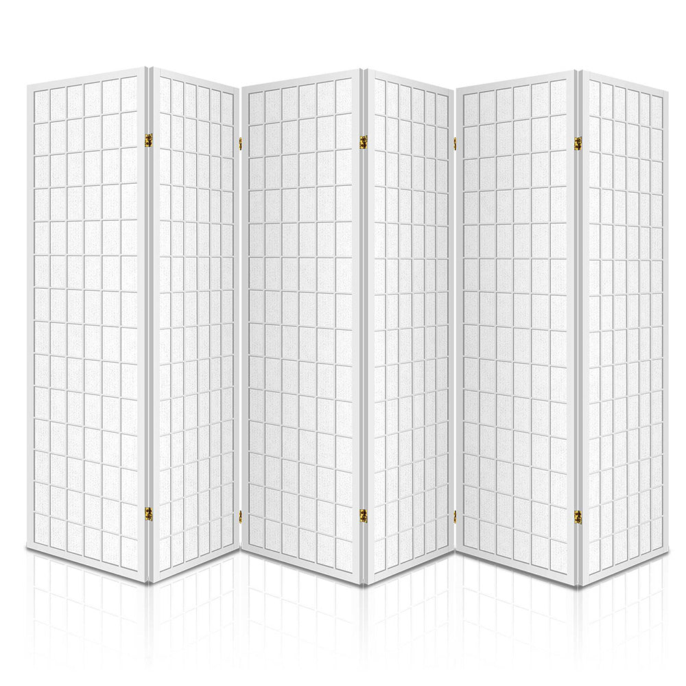 Oriental 6-Panel Room Divider Screen 261x179cm White